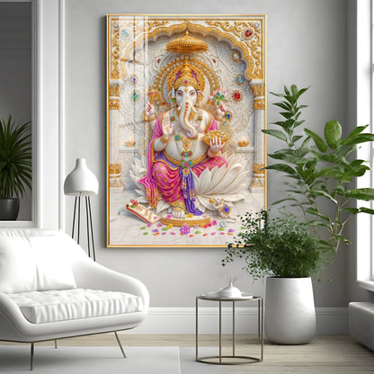 Sacred Ganpati Maharaj Premium Acrylic Vertical Wall Art