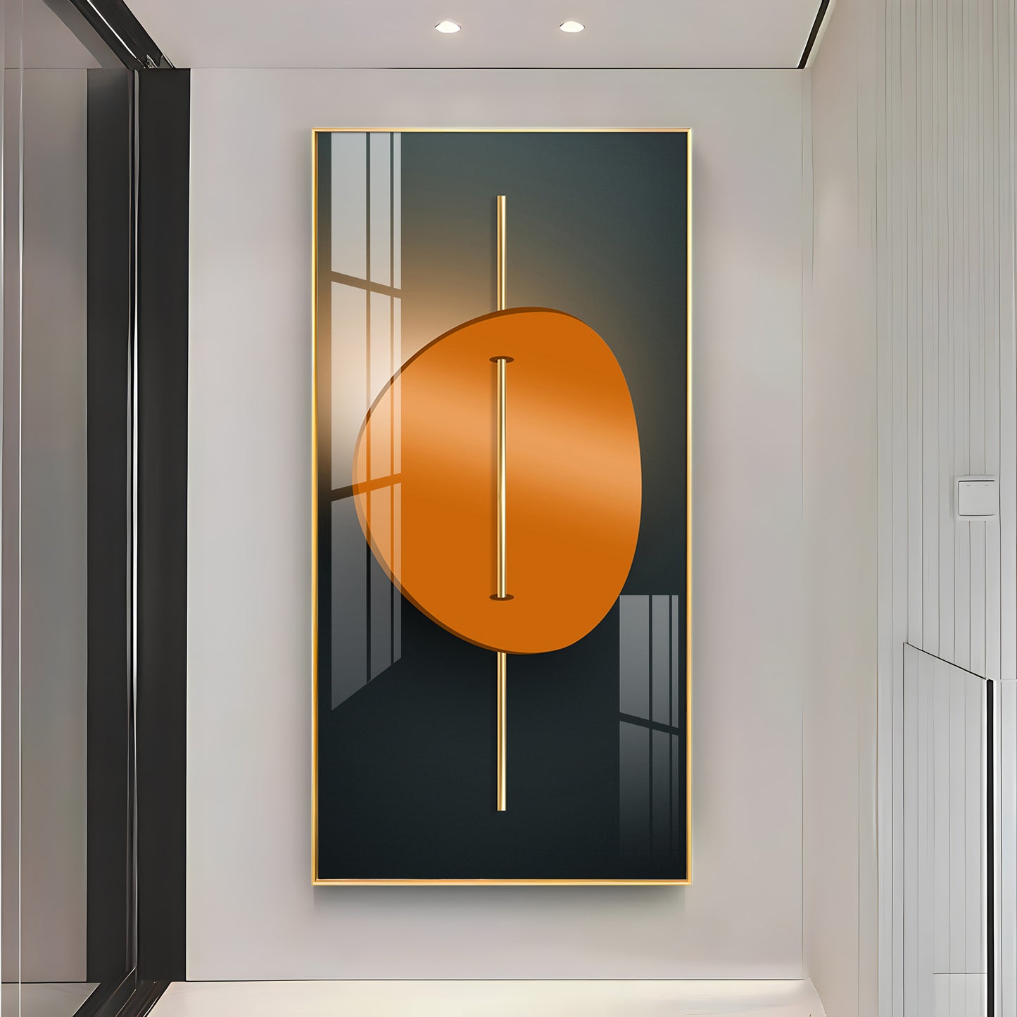 Abstract Orange Moon Premium Acrylic Vertical Wall Art