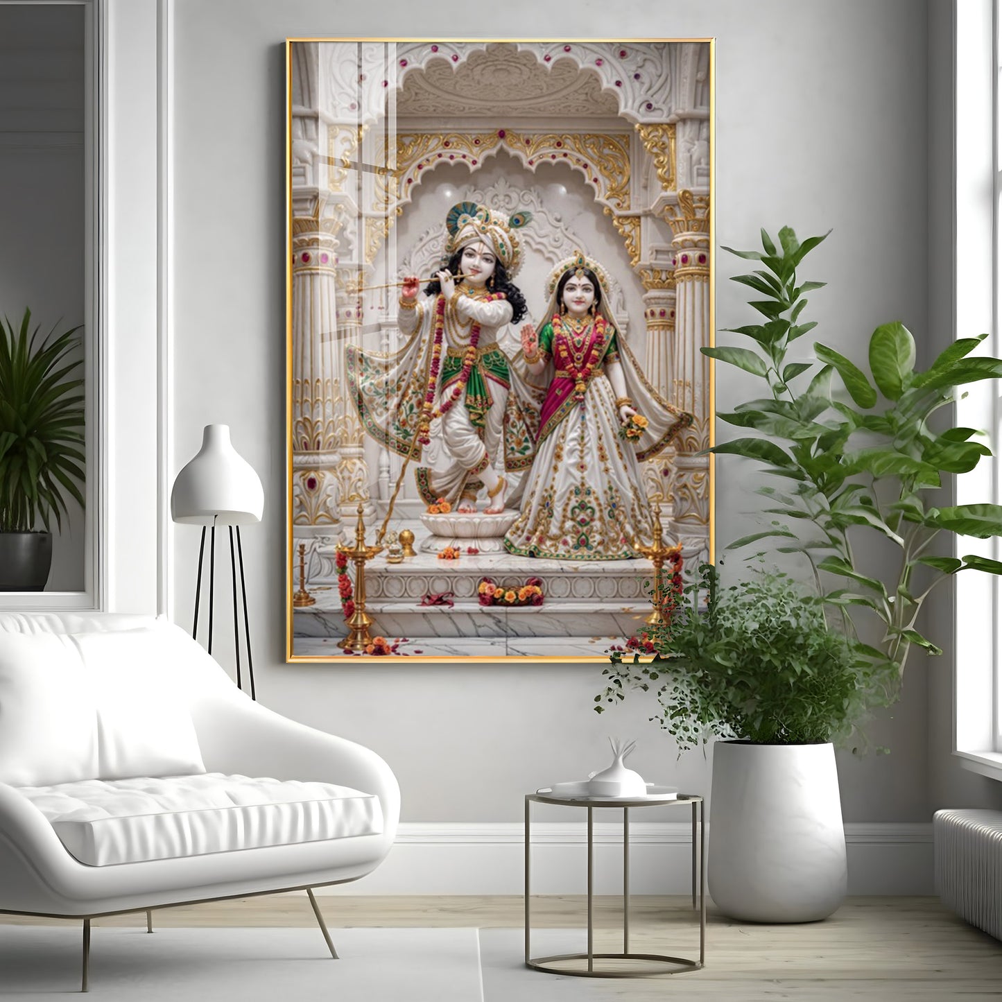 Grace Of Radha Krishna Love Premium Acrylic Vertical Wall Art