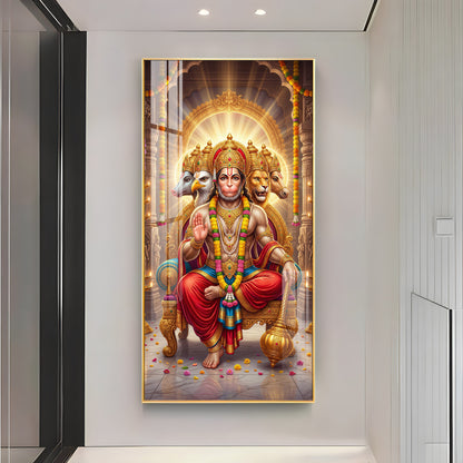 Divine Panchmukhi Hanuman Ji Essence Premium Acrylic Vertical Wall Art