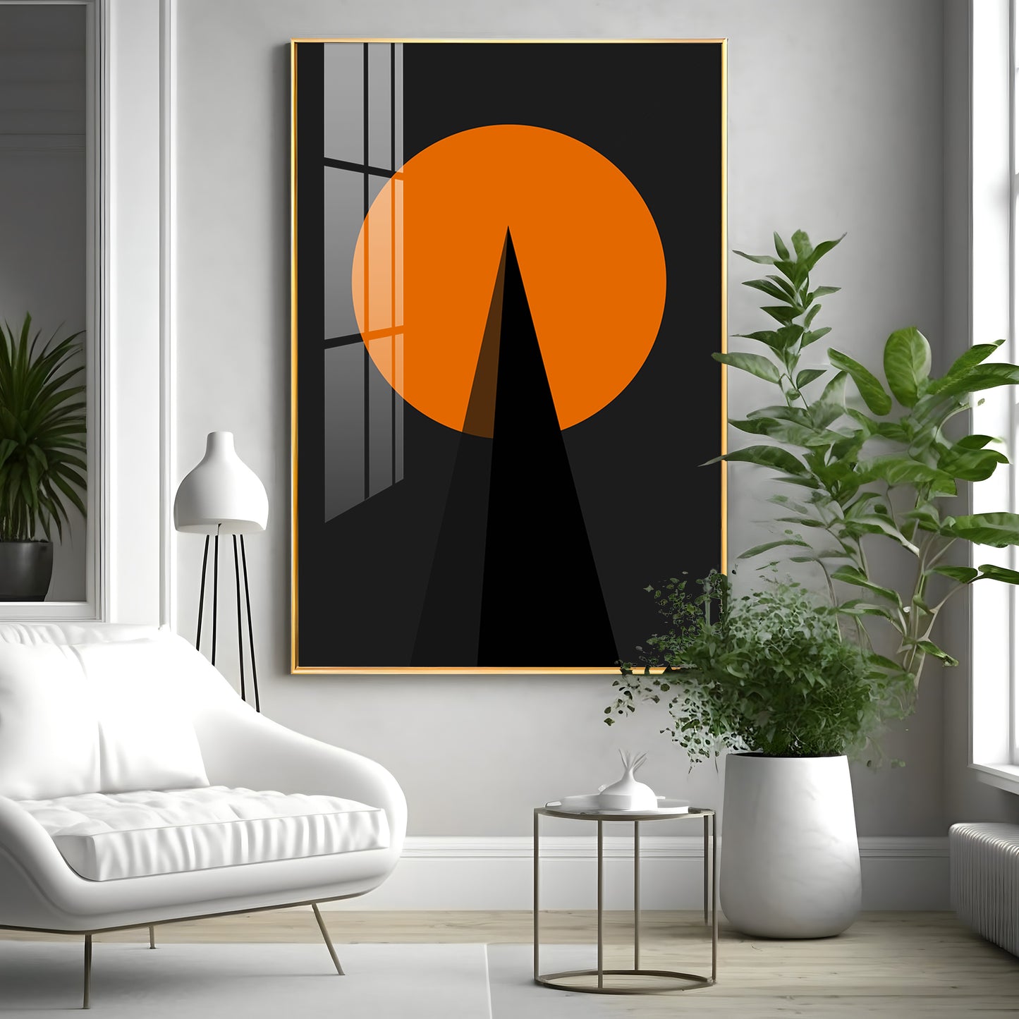 Black Orange Geometry Premium Acrylic Vertical Wall Art