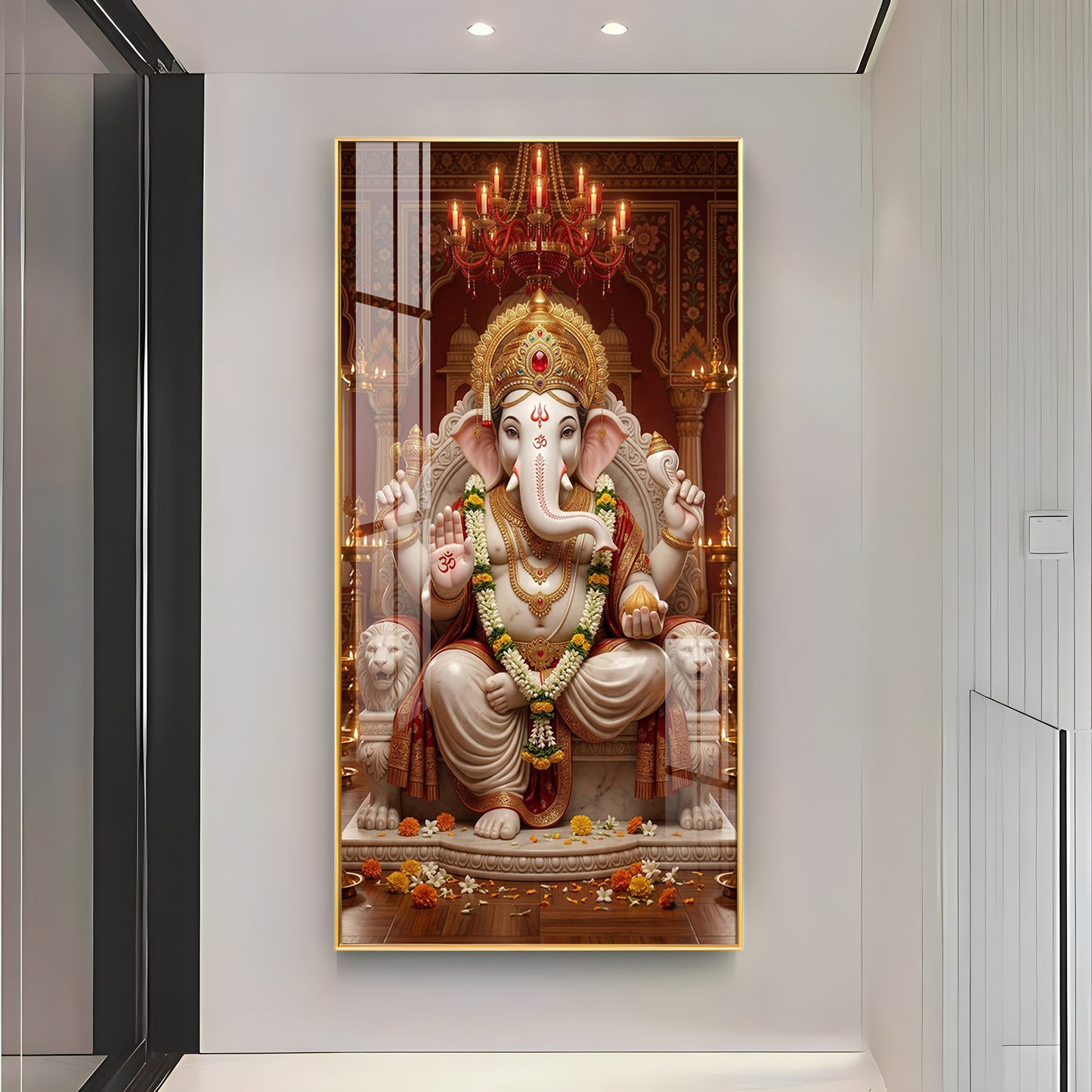 Divine Harmony Of Lord Ganesh Premium Acrylic Vertical Wall Art