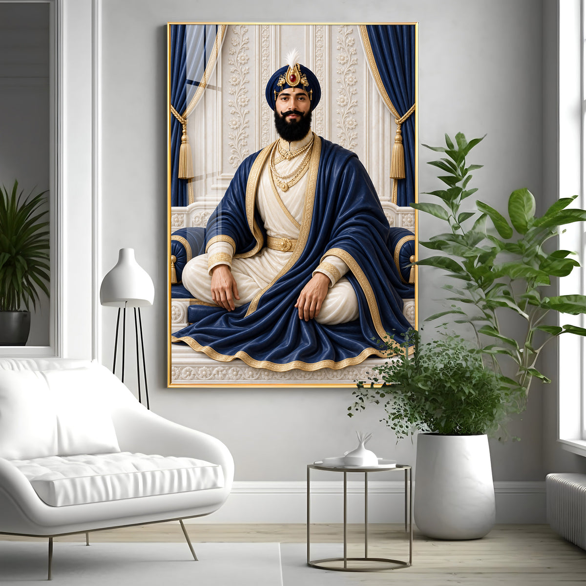 Guru Gobind Singh Ji In Blue Attire Premium Acrylic Vertical Wall Art