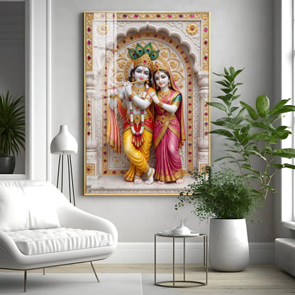 Blessings Of Radha Krishna Premium Acrylic Vertical Wall Art