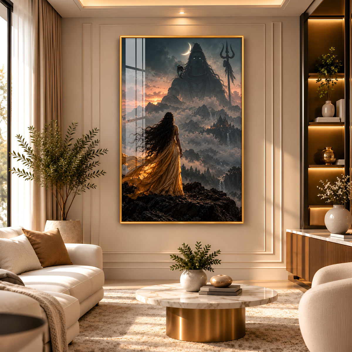 Parvati Looking At Shiva Premium Acrylic Vertical Wall Art
