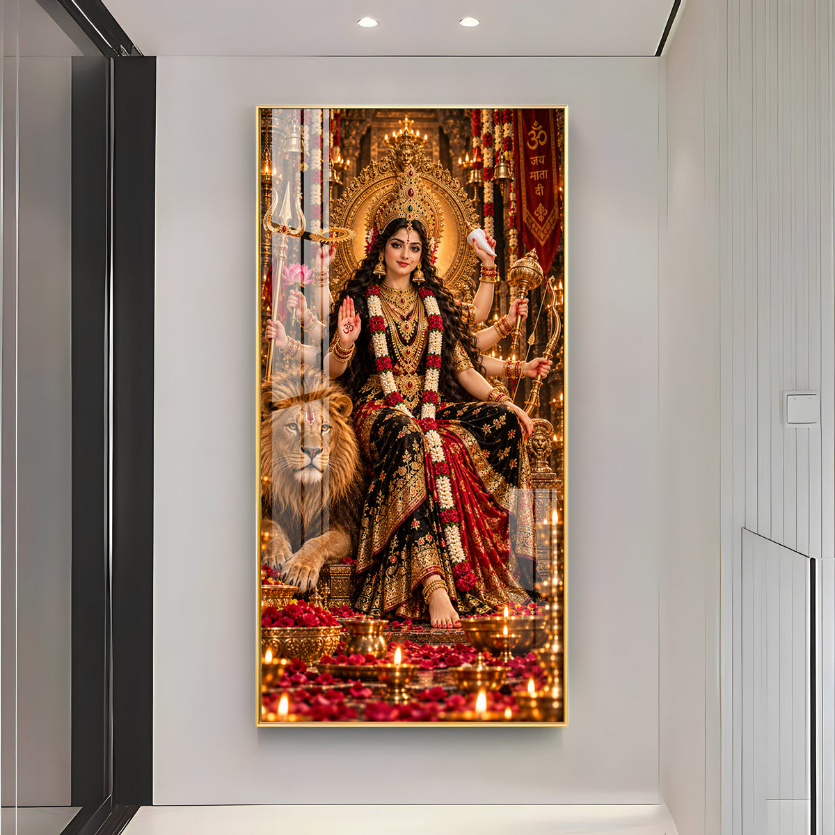 Divine Maa Sherawali Premium Acrylic Vertical Wall Art
