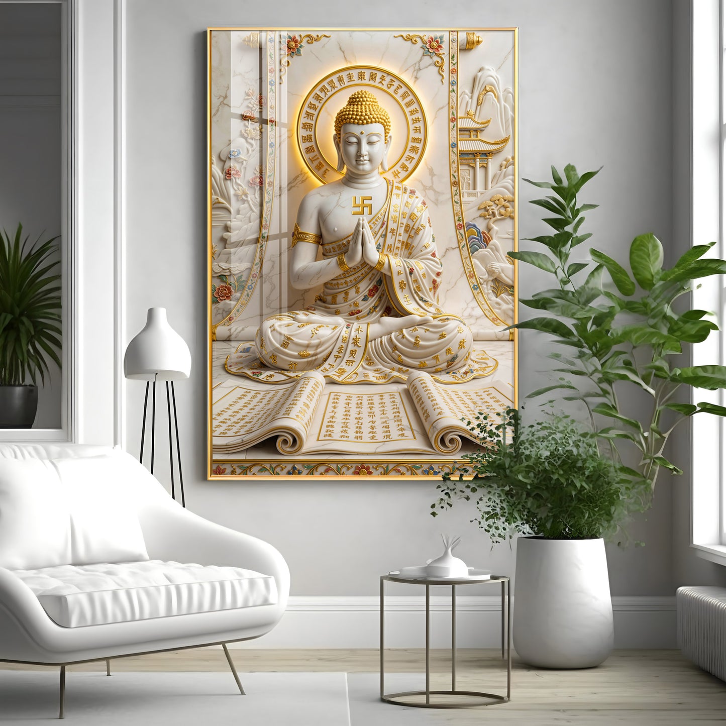 Beautiful Sitting Buddha Premium Acrylic Vertical Wall Art