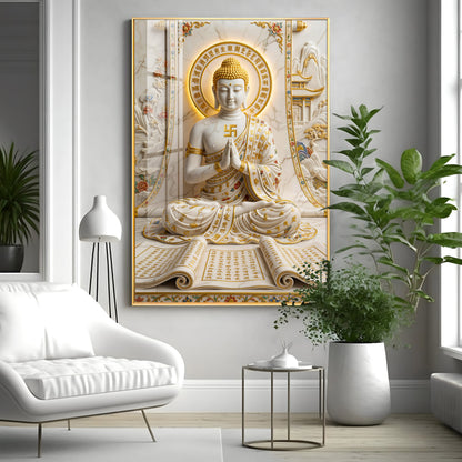 Beautiful Sitting Buddha Premium Acrylic Vertical Wall Art