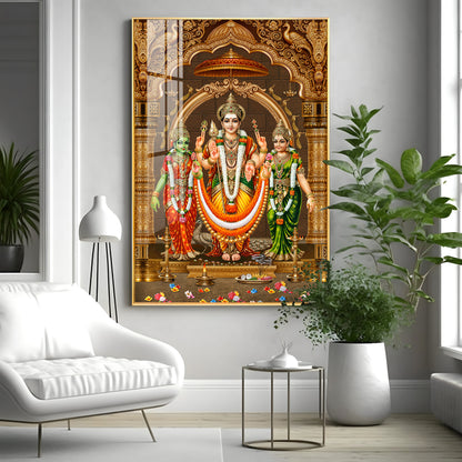 God Murugan Valli Deivanai Subramanya Swamy Premium Acrylic Vertical Wall Art