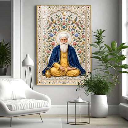 Guru Nanak Devji Blue Shawl Premium Acrylic Vertical Wall Art
