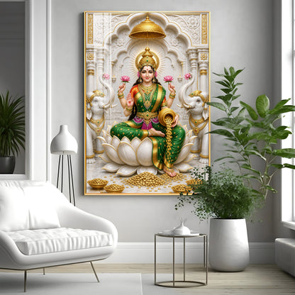 Gajalakshmi Premium Acrylic Vertical Wall Art