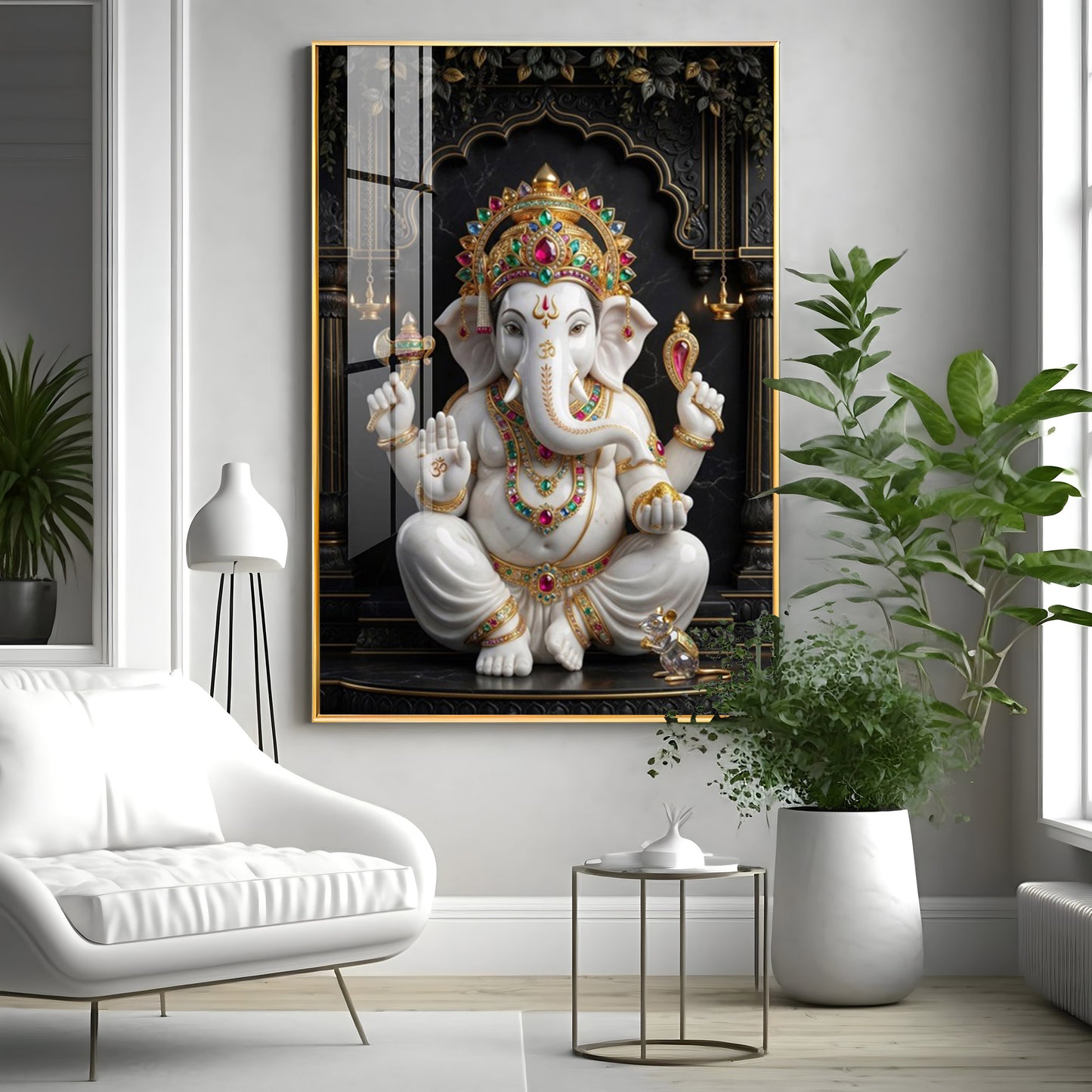 Hindu God Ganesh Ji Premium Acrylic Vertical Wall Art