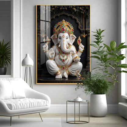 Hindu God Ganesh Ji Premium Acrylic Vertical Wall Art