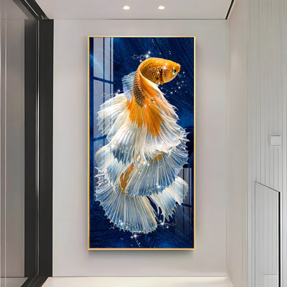 Golden Fish Premium Acrylic Vertical Wall Art