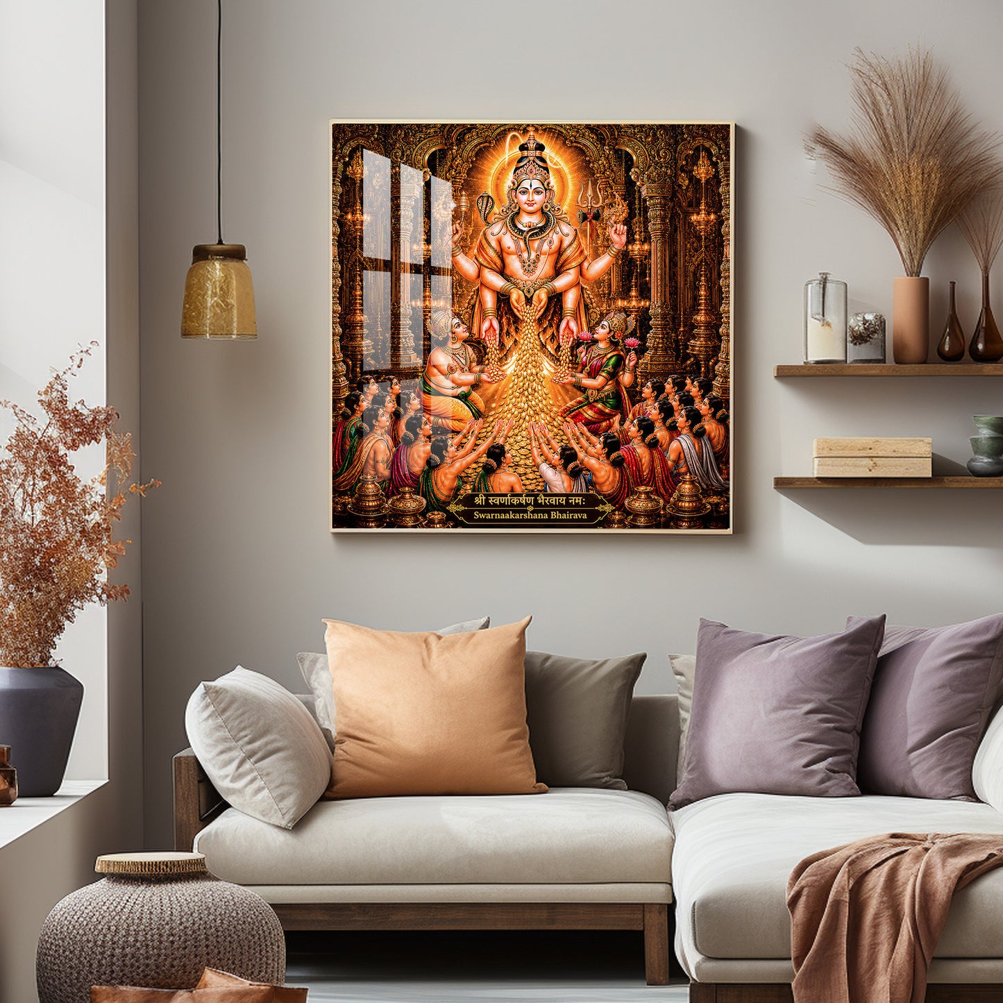 God Swarna Akarshana Bhairava Premium Acrylic Square Wall Art