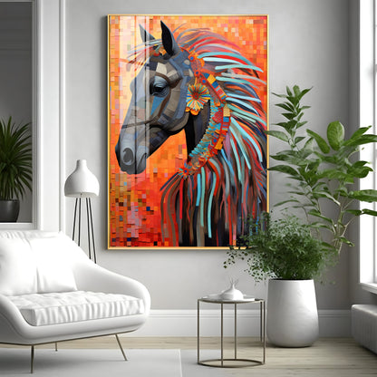Multicolor Horse Premium Acrylic Vertical Wall Art