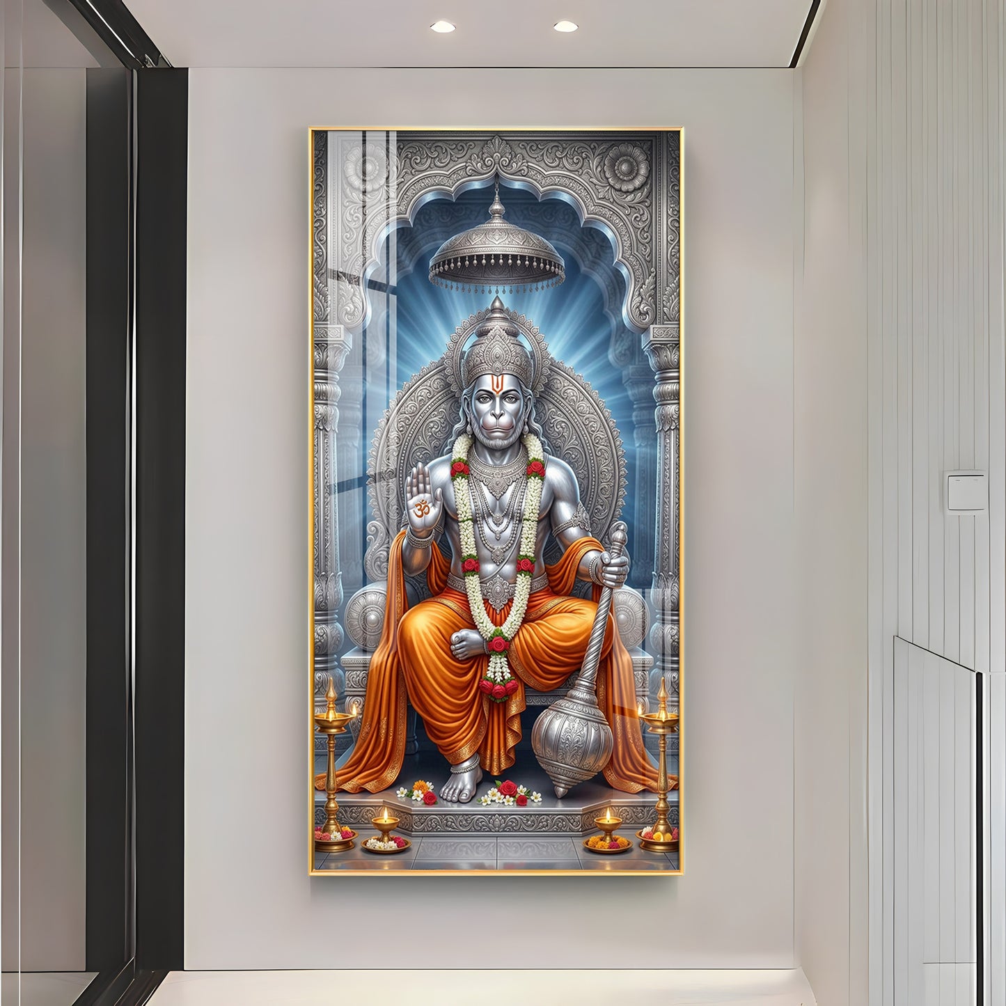 Exalted Hanuman Ji Premium Acrylic Vertical Wall Art