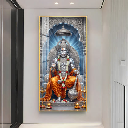 Exalted Hanuman Ji Premium Acrylic Vertical Wall Art