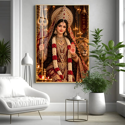 Durga Maa Premium Acrylic Vertical Wall Art