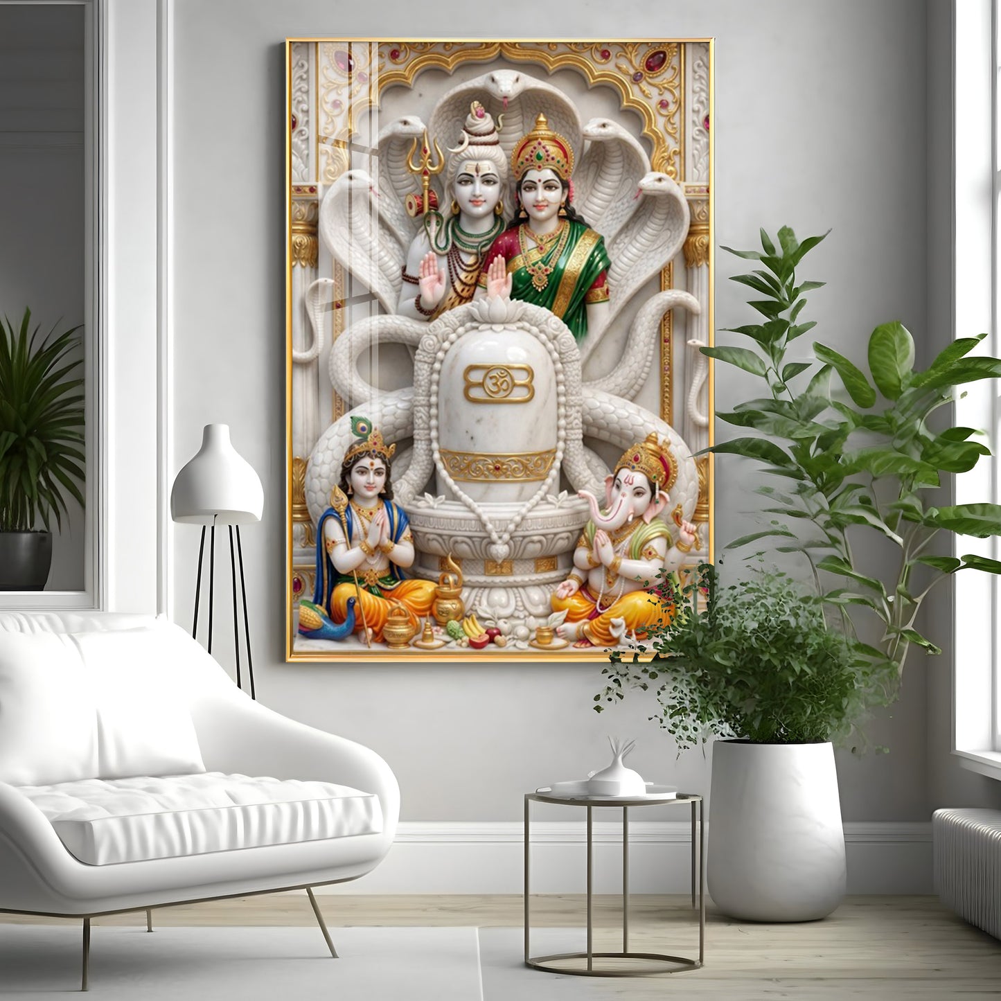 Shiv Parivar With Sivaling Premium Acrylic Vertical Wall Art