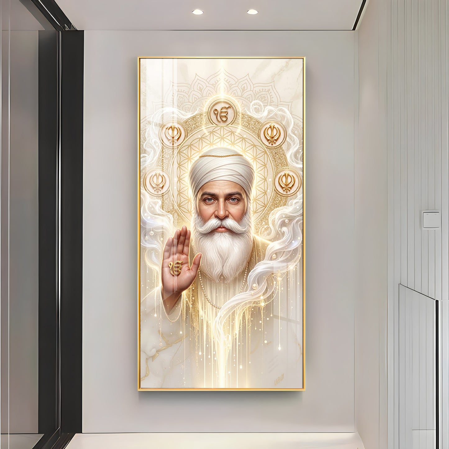 Guru Nanak Ji With Ik Onkar Premium Acrylic Vertical Wall Art