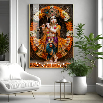 Beautiful Shree Krishna Premium Acrylic Vertical Wall Art