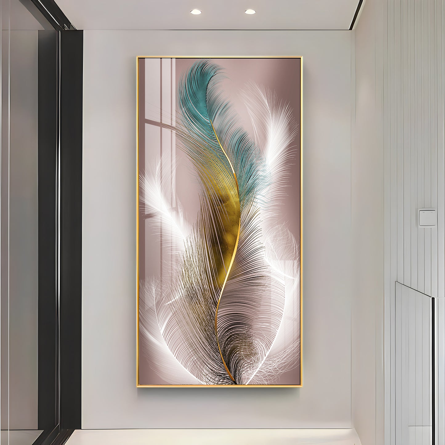 Abstract Feather Premium Acrylic Vertical Wall Art