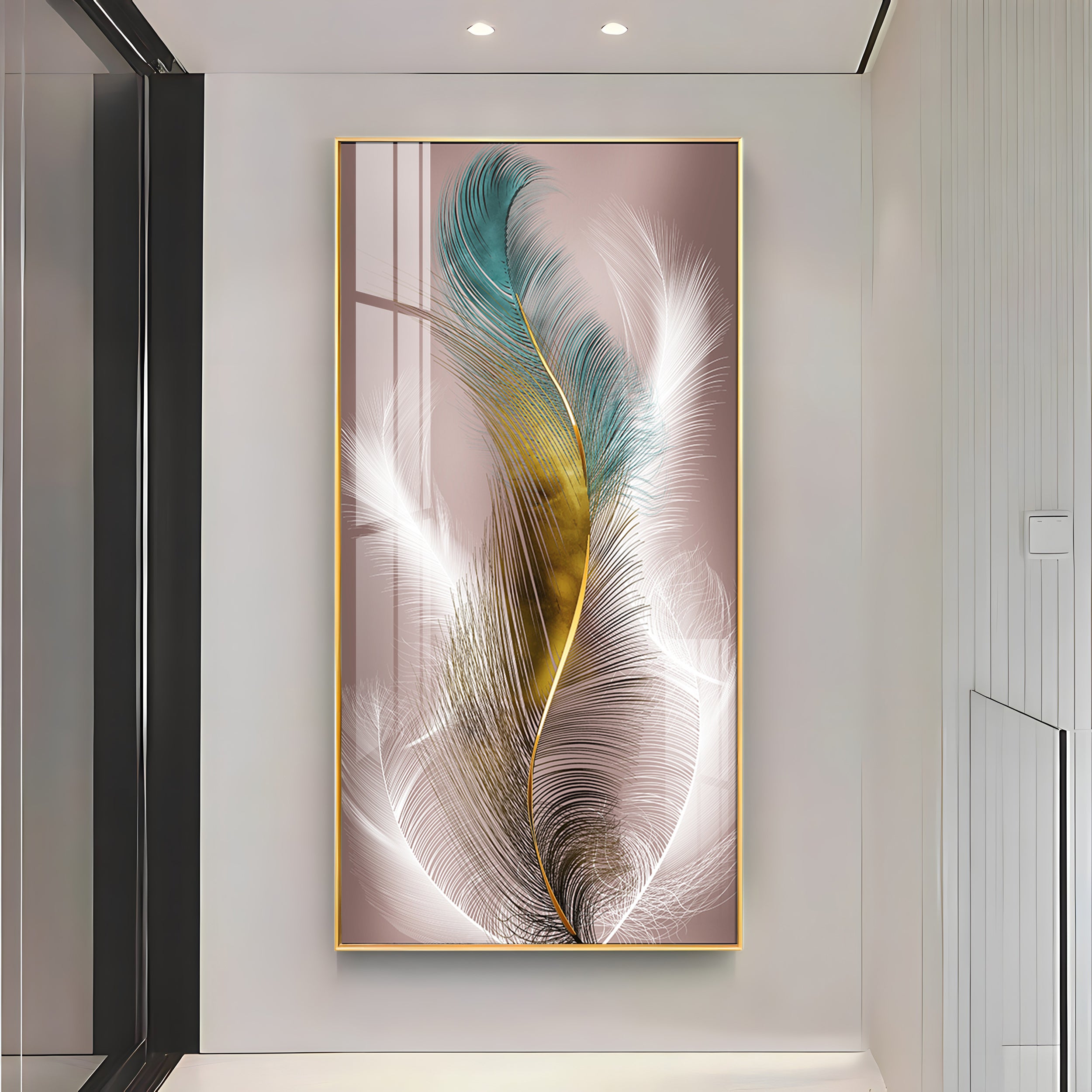 Abstract Feather Premium Acrylic Vertical Wall Art
