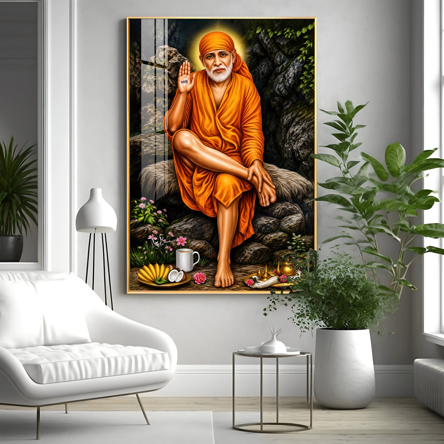 Sri Sai in Tranquil Premium Vertical Acrylic Wall Art
