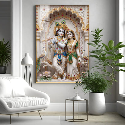 Peaceful Presence Of Radha Krishna Premium Acrylic Vertical Wall Art