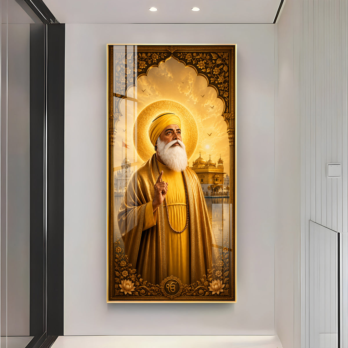 Guru Nanak Dev Ji With Blessing Premium Acrylic Vertical Wall Art