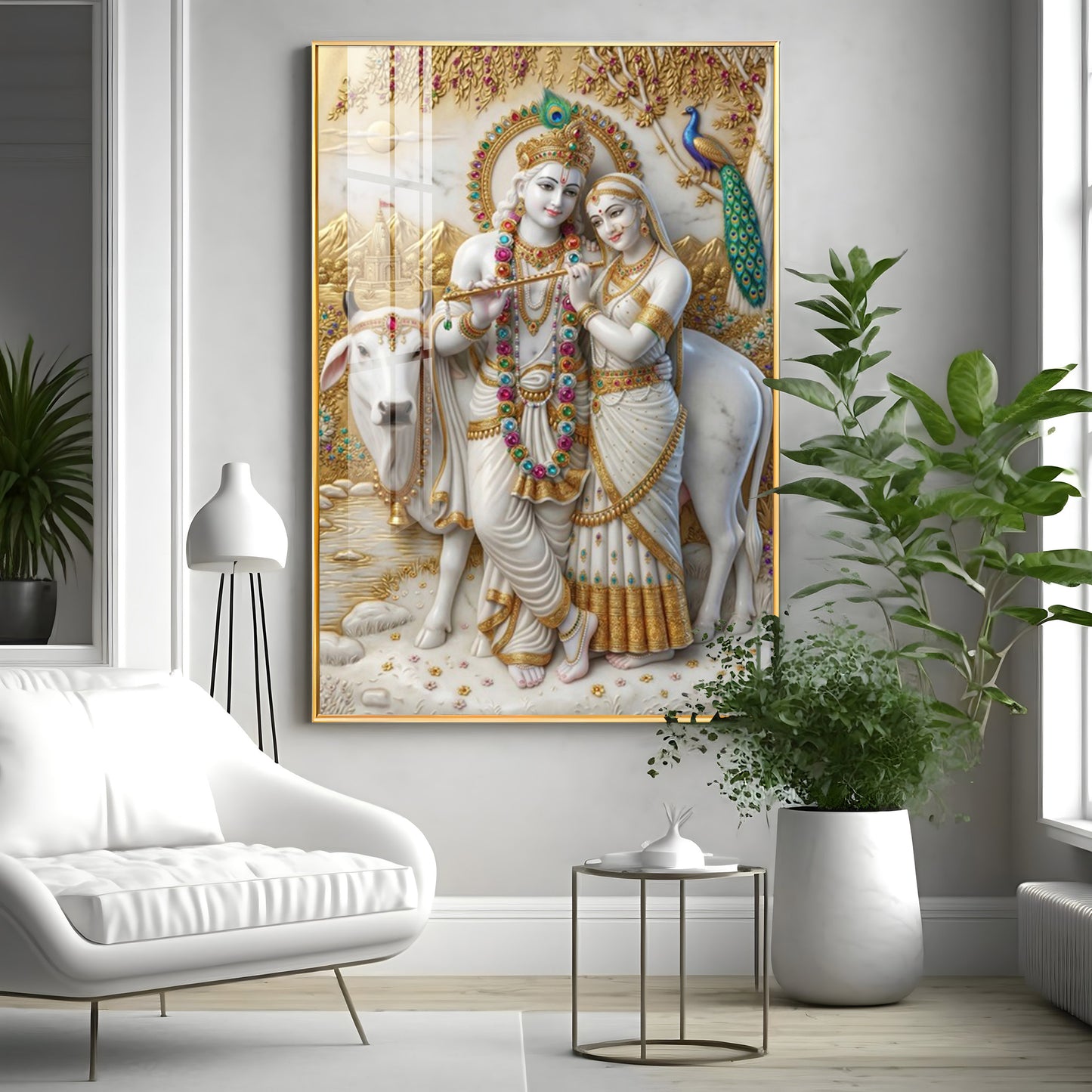 Serenity of Radha Krishna Premium Acrylic Vertical Wall Art