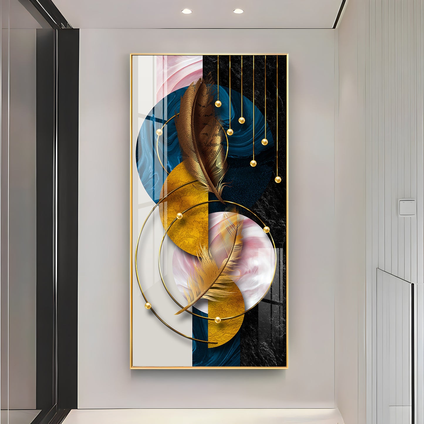 Luxurious Abstract Background With Feather Premium Acrylic Vertical Wall Art