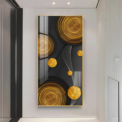 Gold Circle Shape Premium Acrylic Vertical Wall Art