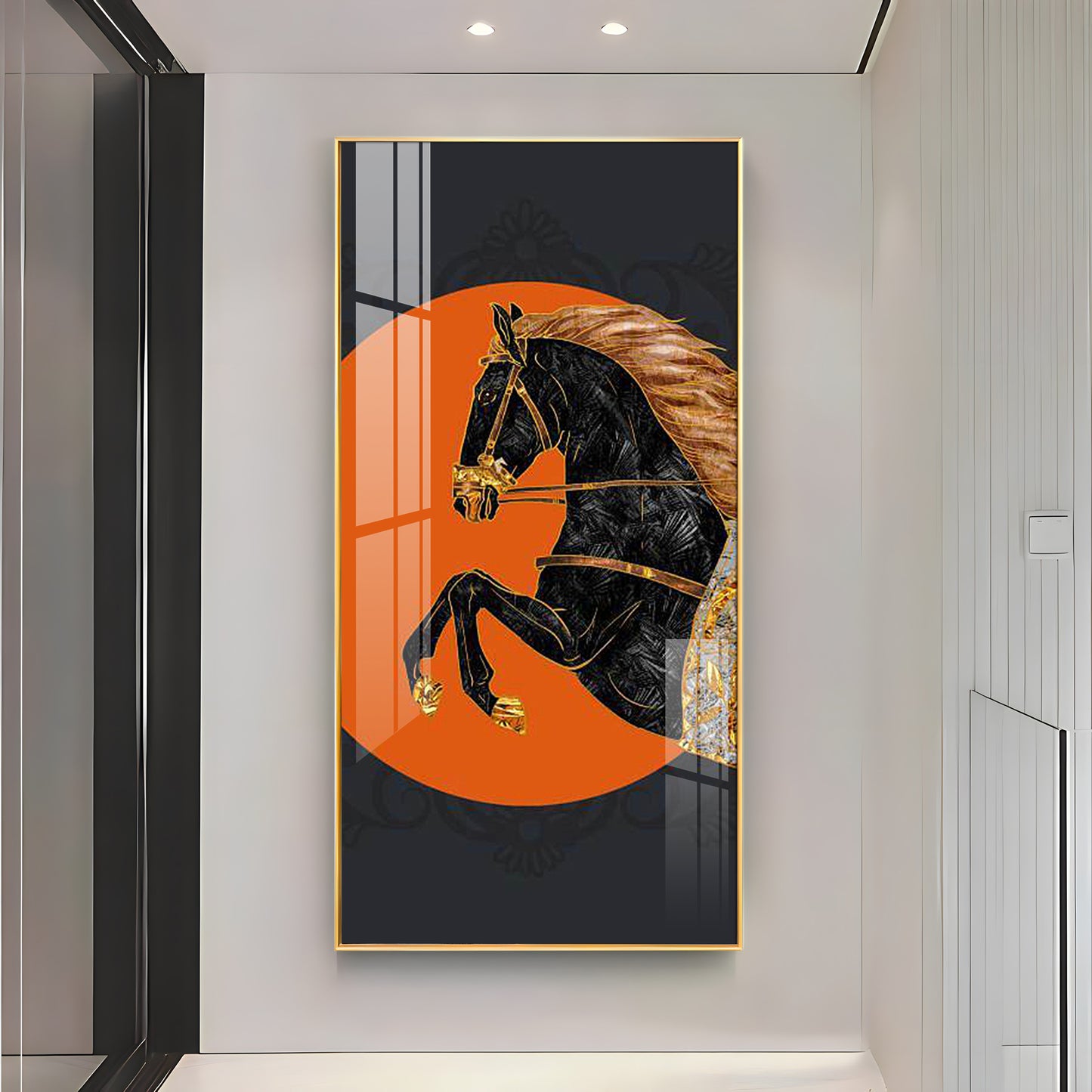 Black Horse Premium Acrylic Vertical Wall Art