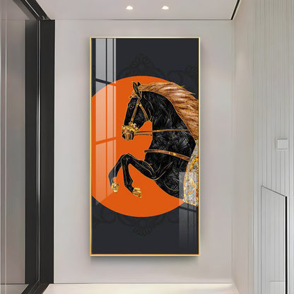 Black Horse Premium Acrylic Vertical Wall Art