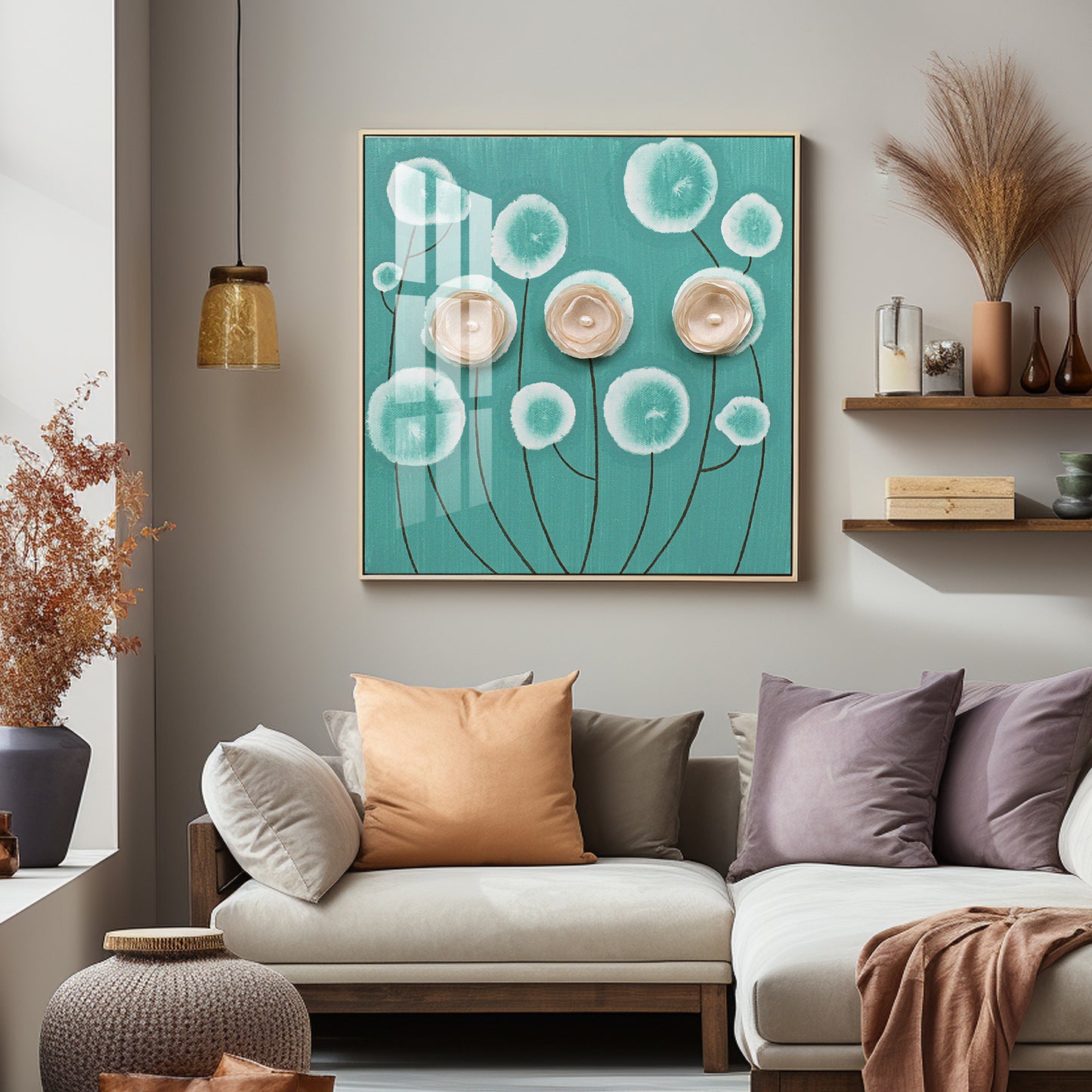 Poppy Flowers Premium Acrylic Square Wall Art