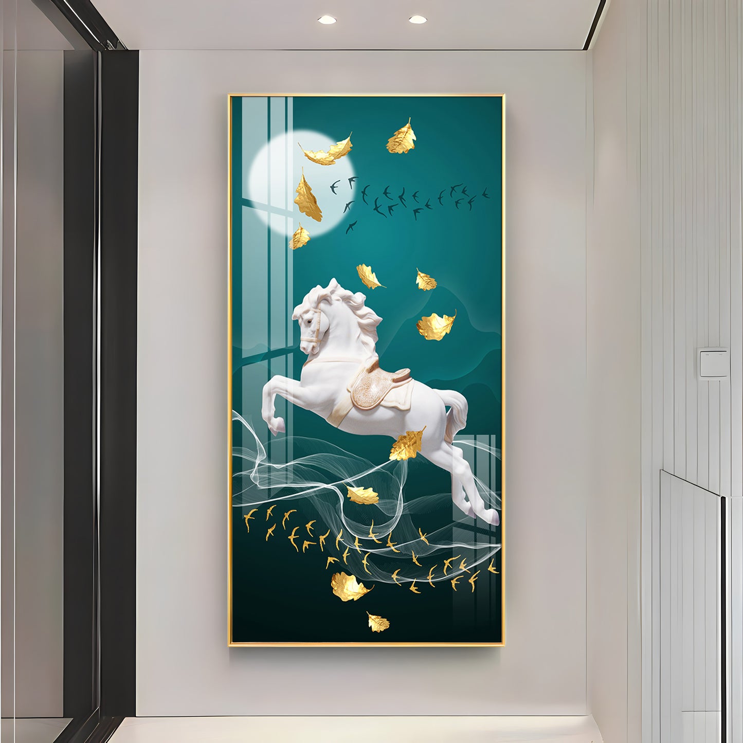 White Horse Premium Acrylic Vertical Wall Art