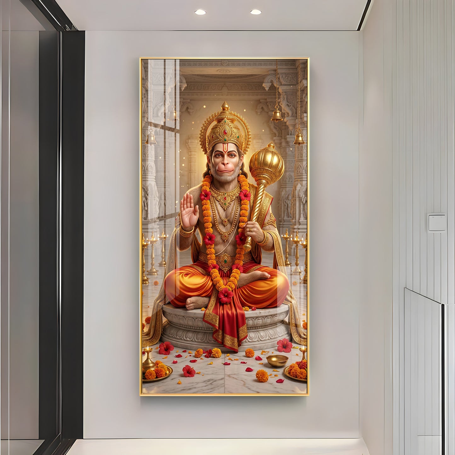 Divine Blessings Of Hanuman Ji Premium Acrylic Vertical Wall Art