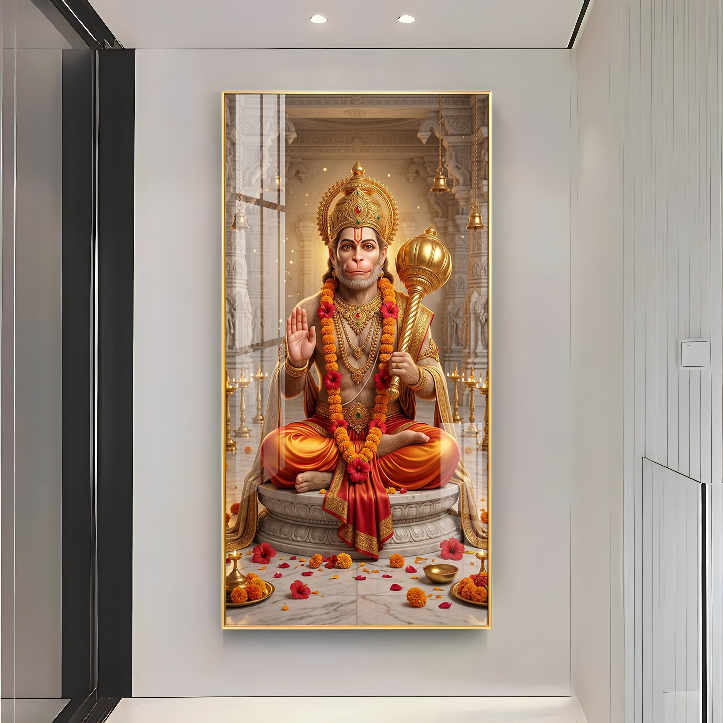 Divine Blessings Of Hanuman Ji Premium Acrylic Vertical Wall Art