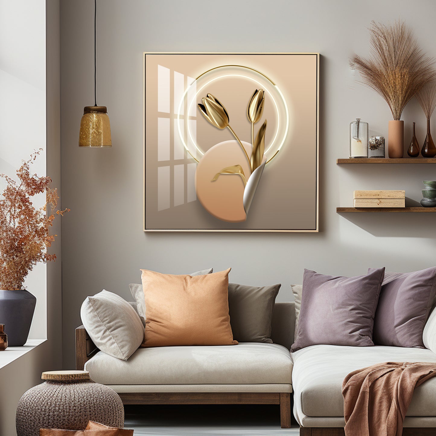 Gold Tulip Premium Acrylic Square Wall Art