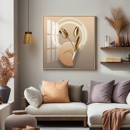 Gold Tulip Premium Acrylic Square Wall Art