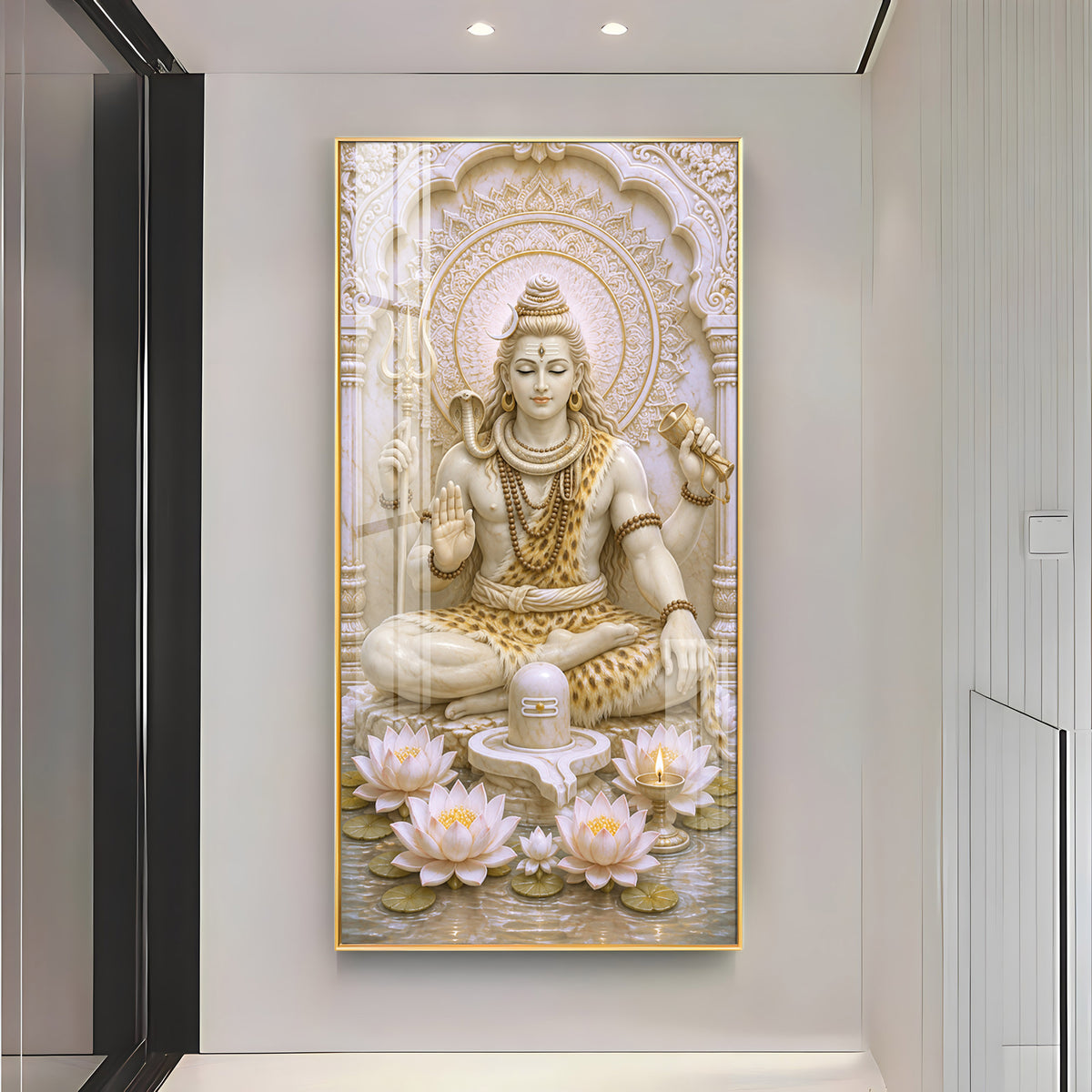 Meditating Shiva Premium Acrylic Vertical Wall Art
