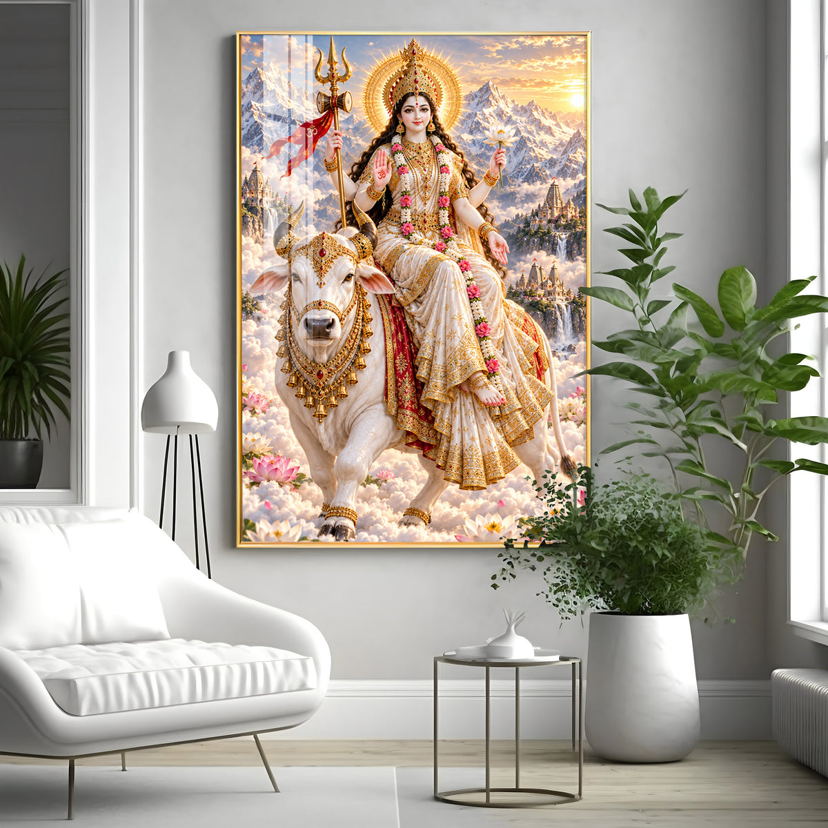 Divine Maa Shailputri Premium Acrylic Vertical Wall Art