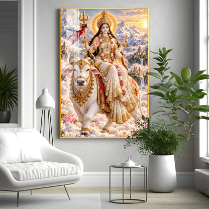 Divine Maa Shailputri Premium Acrylic Vertical Wall Art