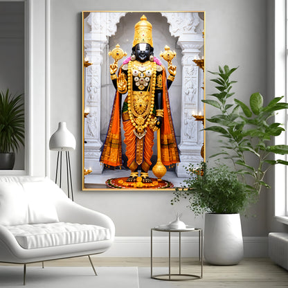 Divine Lord Tirupati Balaji Premium Acrylic Vertical Wall Art