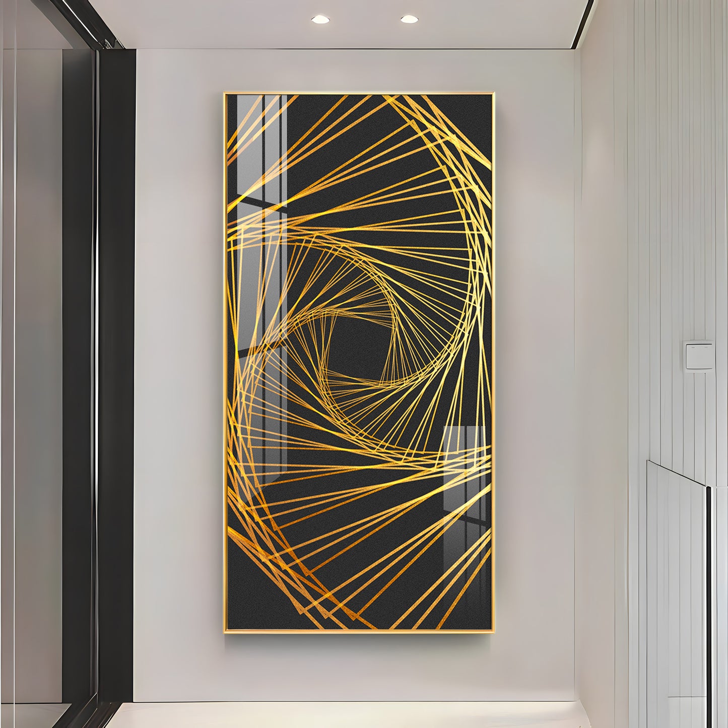 Abstract Golden Lines Design Premium Acrylic Vertical Wall Art