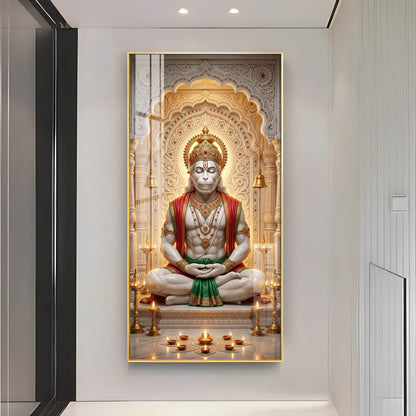 Hanuman's Divine Sanctuary Premium Acrylic Vertical Wall Art