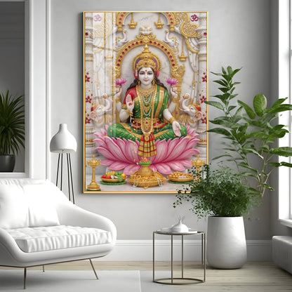 Peaceful Presence Of Maa Laxmi Premium Acrylic Vertical Wall Art