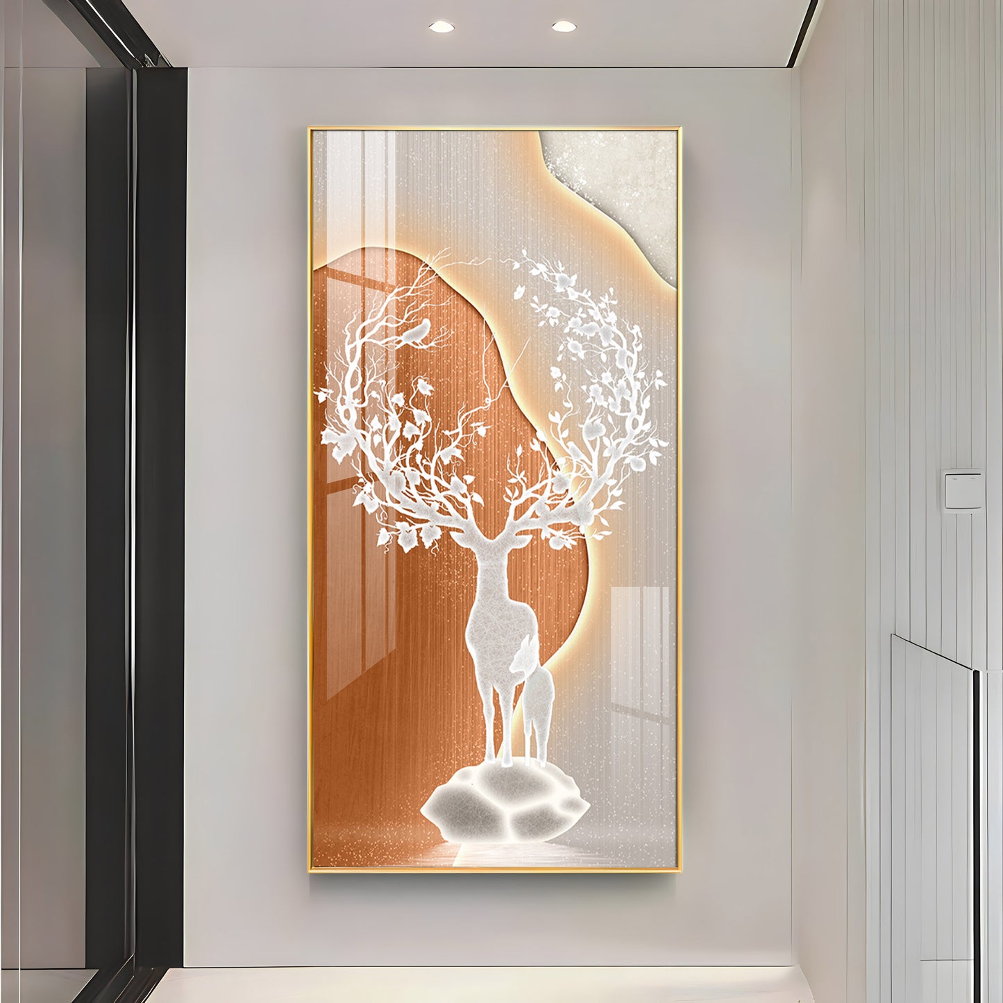 Modern White Deer Premium Acrylic Vertical Wall Art